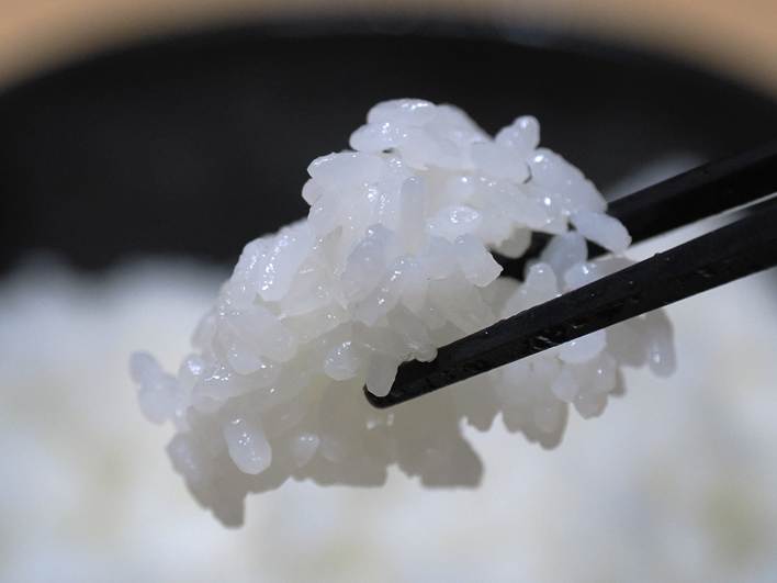 箸ですくった葉月みのりの美しい粒